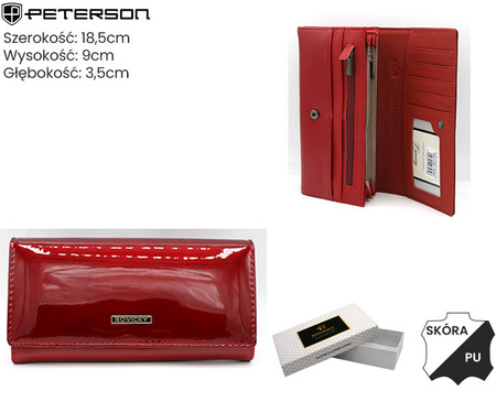 Portfel damski skóra+PU RPN-27-LAK Red