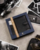 Gift set: a vertical men's wallet made of genuine leather with a carbon texture and a keychain PTN PK5-N4L-6853 Black