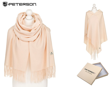 Large Women's Scarf with Fringes Peterson PTN SPV73 Cream