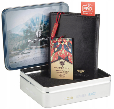 PETERSON PTN 317 2-1-1 BLACK RFID leather wallet