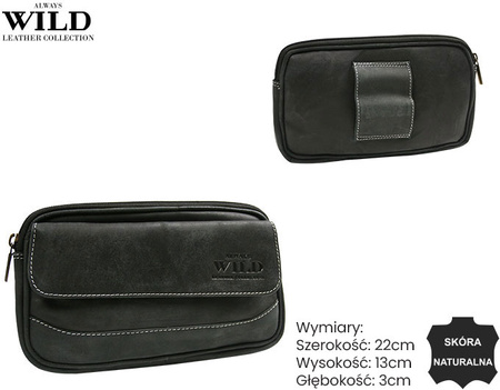 Skórzana saszetka na pasek 3607-MH Black