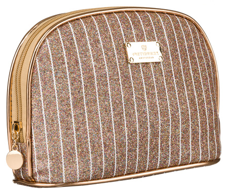 A glittering single-compartment travel cosmetic bag PTN KOS-L01-B Gold Rose Peterson