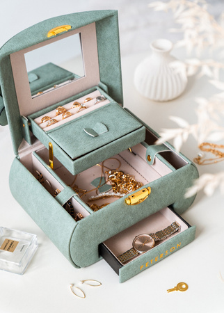 Green Jewelry Box with Flower Decoration Peterson PTN SZK-01