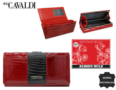 Portfel damski skórzany na blistrze H24-FO-3-RS9-BL Red