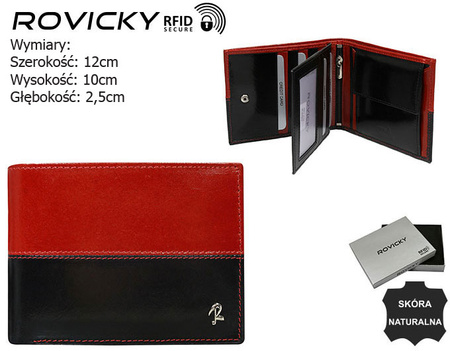 Portfel skórzany RFID ROVICKY N01-VT2 Black+Red