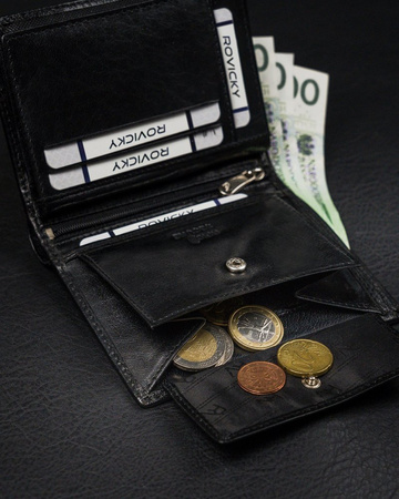 Portfel skórzany RFID ROVICKY RV-7870 Black
