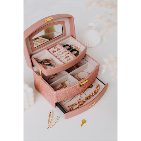 Szkatułka na biżuterię ze skóry ekologicznej Peterson PTN SZK-02 Pink