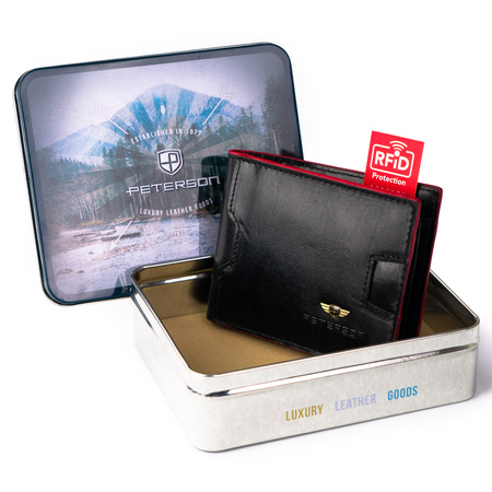 Portfel męski skórzany PTN N78-VT Black+Red