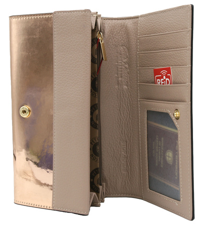 Portfel damski skórzany PTN 1N-411 Black+R.Gold