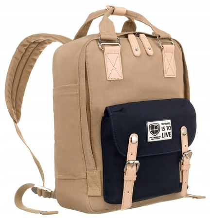 Plecak z poliestru PETERSON PTN 2023-4 Beige+Navy