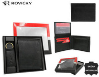Zestaw prezentowy: skórzany portfel+brelok ROVICKY R-SET-M-N003-GVT