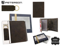 Zestaw skórzany portfel+brelok PETERSON PTN SET-M-N4-CHM