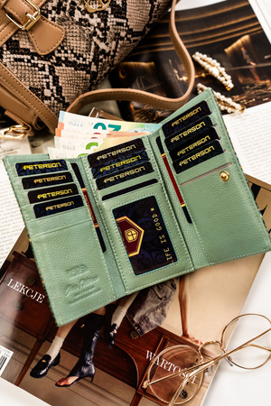 Exotic Pattern Natural Leather Women's Wallet Peterson PTN 42108-SFL Blue