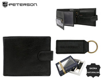 Gift set: leather wallet and key ring PETERSON PTN SET-M-1549L-GVT