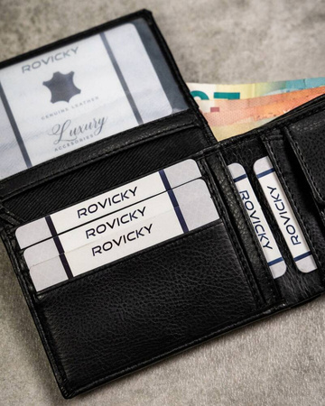 Męski zestaw prezentowy: skórzany portfel i breloczek do kluczy ROVICKY R-SET-M-N003L-SBH