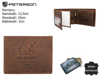 Portfel skórzany RFID PETERSON PTN N992-BE-BEAR Brown