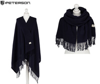 Large Women's Plaid Scarf with Fringes by Peterson SP100 Grey