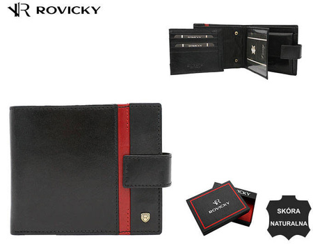 Portfel skórzany RFID ROVICKY 22321L-RVTP BLACK+RED