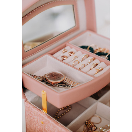 Szkatułka na biżuterię ze skóry ekologicznej Peterson PTN SZK-02 Pink