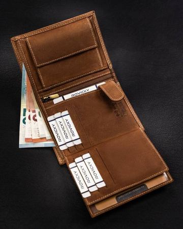 Men's Nubuck Leather Wallet for Anglers RFID N4-CHM-FISH Cognac