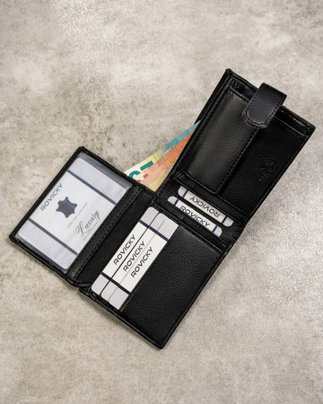 Męski zestaw prezentowy: skórzany portfel i breloczek do kluczy ROVICKY R-SET-M-N003L-SBH