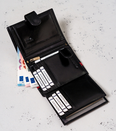 Men's Leather Wallet N62L-RVTP-3067 Black-Red