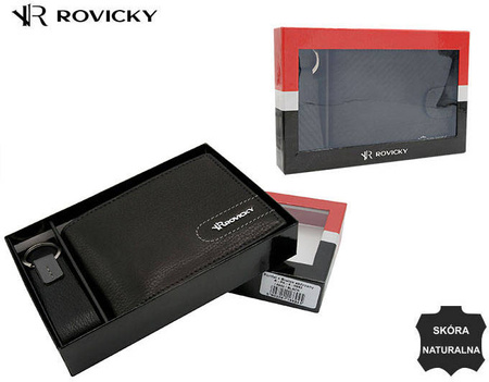 Wallet + Leather Keyring R-PK4-N992-6945 BLAC