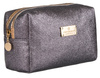 Brokatowa kosmetyczka podróżna jednokomorowa kuferek PTN KOS-L02-B Silver Peterson