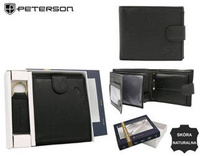 Leather wallet & key ring set PETERSON PTN SET-M-N992L-D