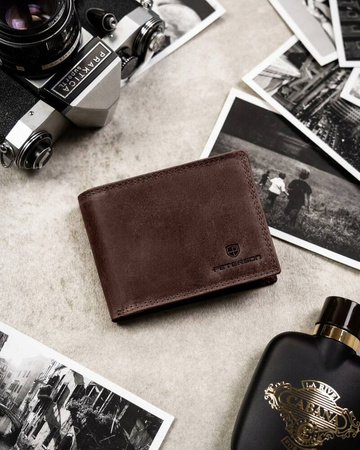 Zestaw prezentowy: skórzany portfel męski i brelok Peterson PTN SET-M-N003-CHM Brown