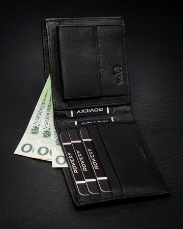 Portfel skórzany RFID ROVICKY N8824-PZ-CCR Black