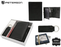 Gift set: leather wallet and key ring PETERSON PTN SET-M-1542-KCS