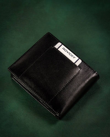 Gift set: large men's wallet made of genuine leather and a stylish keychain ROVICKY R-SET-M-N992-KCS