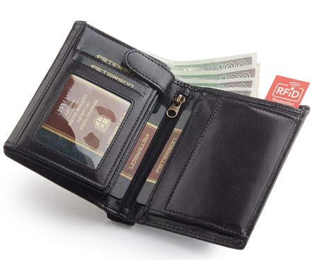 PETERSON PTN 324 2-1-1 BLACK RFID leather wallet