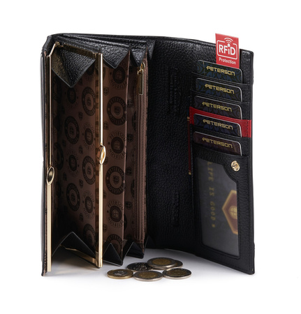 Portfel damski skórzany PTN BC-467 Black+Red