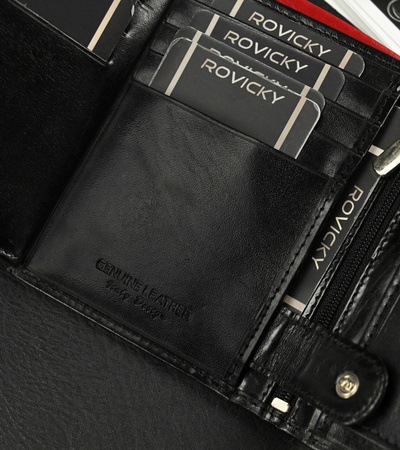 Portfel skórzany RFID RONALDO N4-VT Black+Red