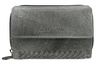 Large rustic women's wallet made of natural leather PTN WD3-VLCN Black Gray