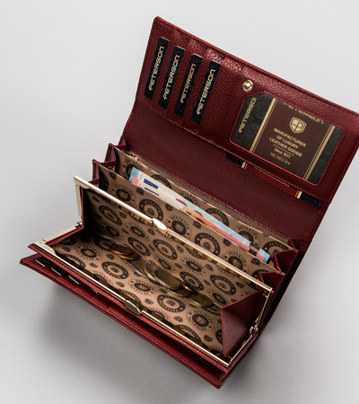 Portfel skórzany RFID PETERSON PTN BS-490 SN Red