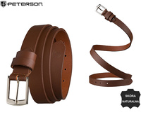 Pasek damski skórzany PTN LTP-24 Tan-Silver