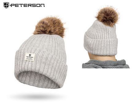 Ciepła czapka damska z domieszką angory PETERSON PTN HAT-08 Grey