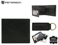 Gift set: leather wallet and key ring PETERSON PTN SET-M-N994-GVT
