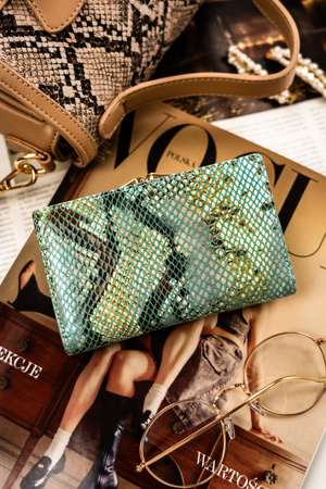 Exotic Pattern Natural Leather Women's Wallet Peterson PTN 42108-SFL Blue