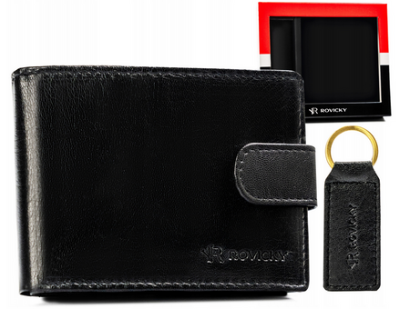 Men’s Gift Set: Leather Wallet and Keychain ROVICKY R-SET-M-N003L-GVT