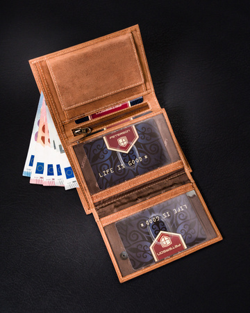 Leather wallet PTN 324 2-1-5 COGNAC
