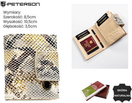 Portfel damski ze skóry naturalnej PETERSON PTN 42329-SFL Beige
