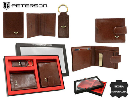 Three-Piece Gift Set: Men's Wallet, Cardholder and Keychain by Peterson PTN SET3-N78L-VT