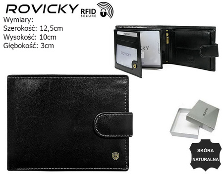 Portfel skórzany RFID ROVICKY N992L-RVT Black
