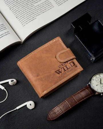 Portfel skórzany N0035L-CHM Cognac