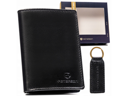 PETERSON PTN SET-M-1542-GVT preent leather wallet and key ring set