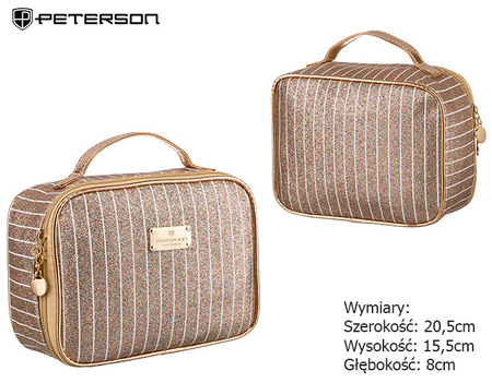 A glitter cosmetic bag with a handle PTN KOS-L03-B Gold Rose Peterson